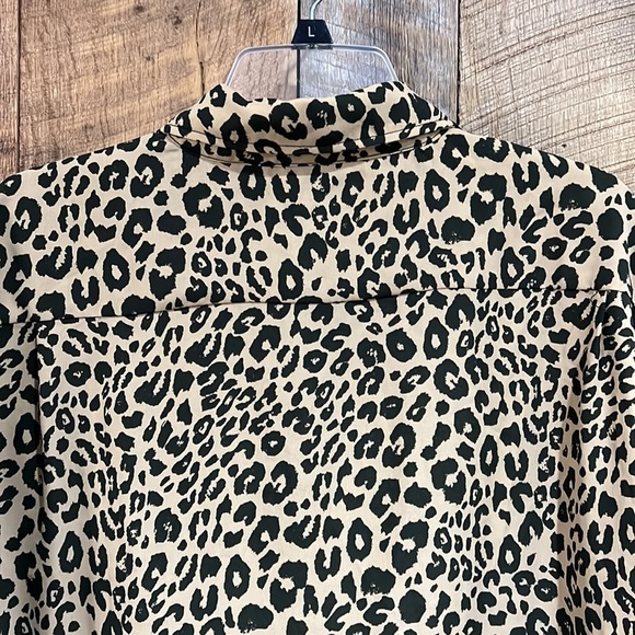 Anthropologie Sanctuary Drop Shoulder Animal cheetah Front Tie S/S Top - Picture 5 of 6